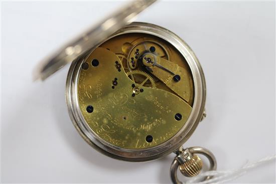 An Edwardian silver keyless lever open face pocket watch by Dent of Cockspur Street, London.